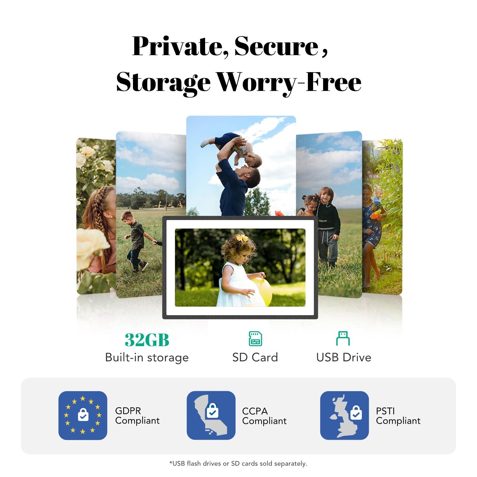 pexar pexar by Lexar Digital Picture Frame, 2K Resolution Ultimate Clarity, 11\'\' Anti-Glare Touch Screen Stunning Under Lighting, WiFi Photo Frame 32GB for Home Decor, Gifting, Share Photos/Videos via APP