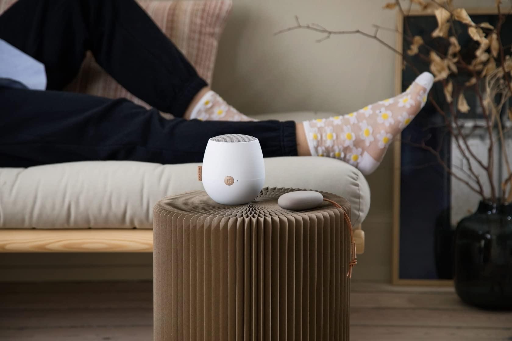 KREAFUNK KREAFUNK aJAZZ Portable Bluetooth Speaker, Water Resistant (IPX5) and Durable, Up to 30 Hours of Wireless Play, Voice Assistant, Stereo Sound, Quick Charge, for Indoors and Outdoors (White)