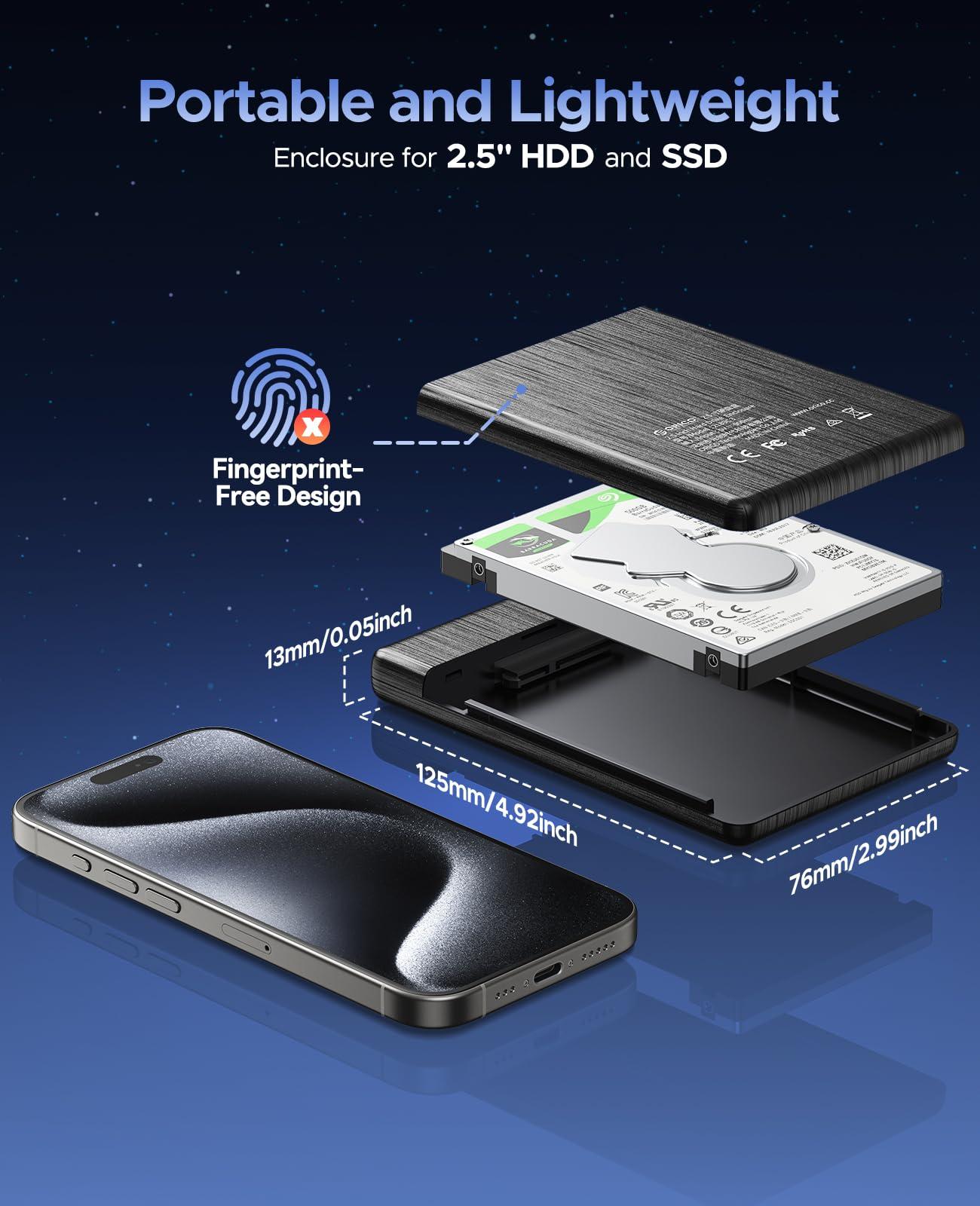 ORICO ORICO DIY 2.5 External Hard Drive 1TB - Portable SSD Up to 500MB/s - External Solid State Drive Compatible with Windows PC/Desktop/Laptop/Tablet/Camera