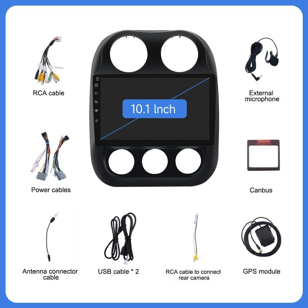 ZBARK Android 13 Touch Screen Car Radio Stereo for Jeep Compass Patriot from 2010 to 2016 Wireless CarPlay Android Auto Bluetooth with GPS Navigation