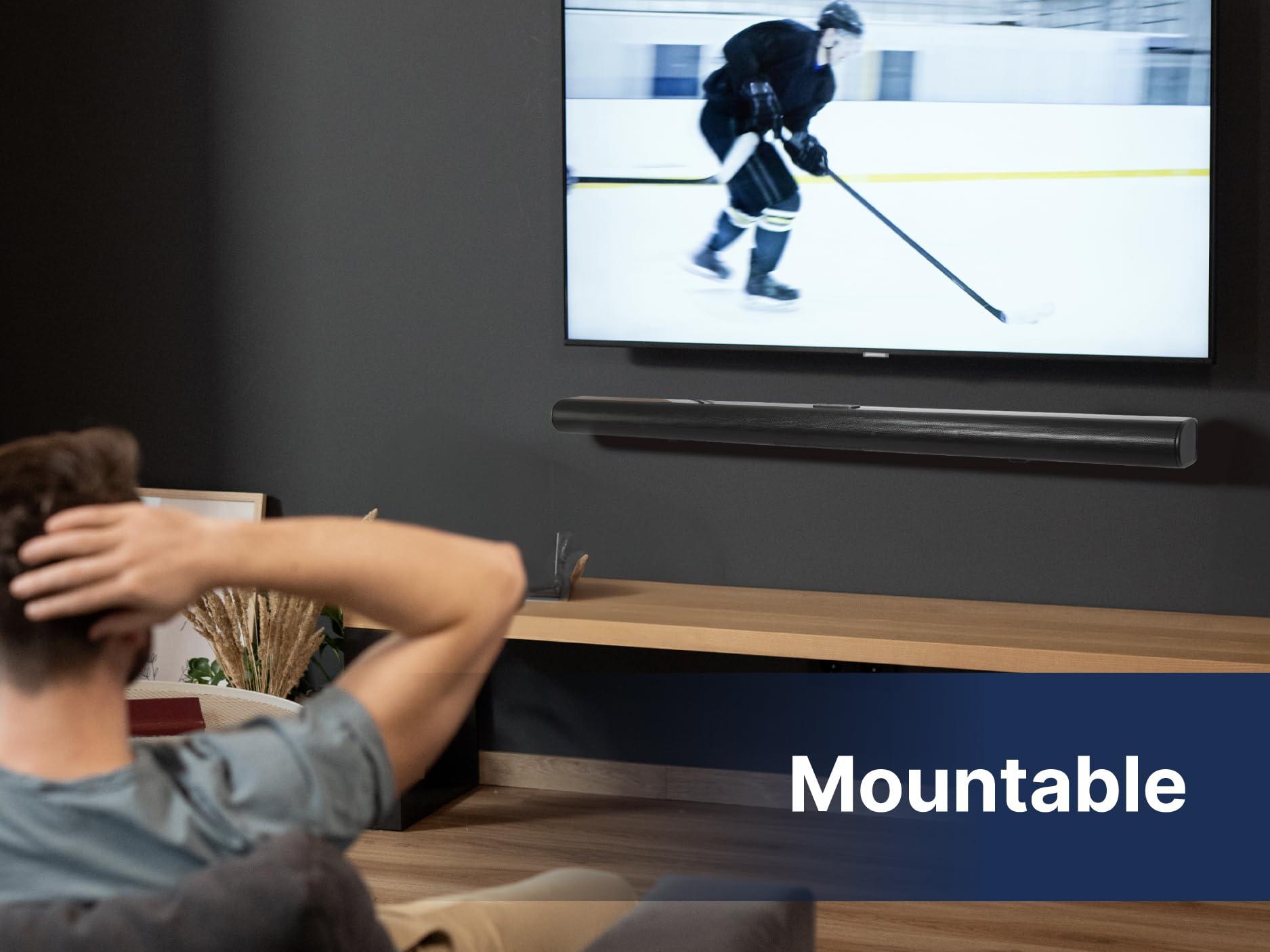 Emerson Emerson EHS-2003 42-Inch Bluetooth Soundbar with HMDI ARC, Wireless NFC Connectivity, 2.0 Channel Audio, USB/AUX Inputs, FM Radio, Wall Mountable Design, and Remote Control