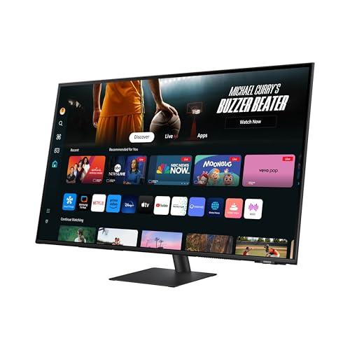 SAMSUNG SAMSUNG 43-Inch M7 (M70D) Series 4K UHD Smart Monitor, Speakers, HDR10, USB-C, Multiple Ports, Gaming Hub, SolarCell Remote, Vision Accessibility Tools, LS43DM702UNXGO, 2024, Black