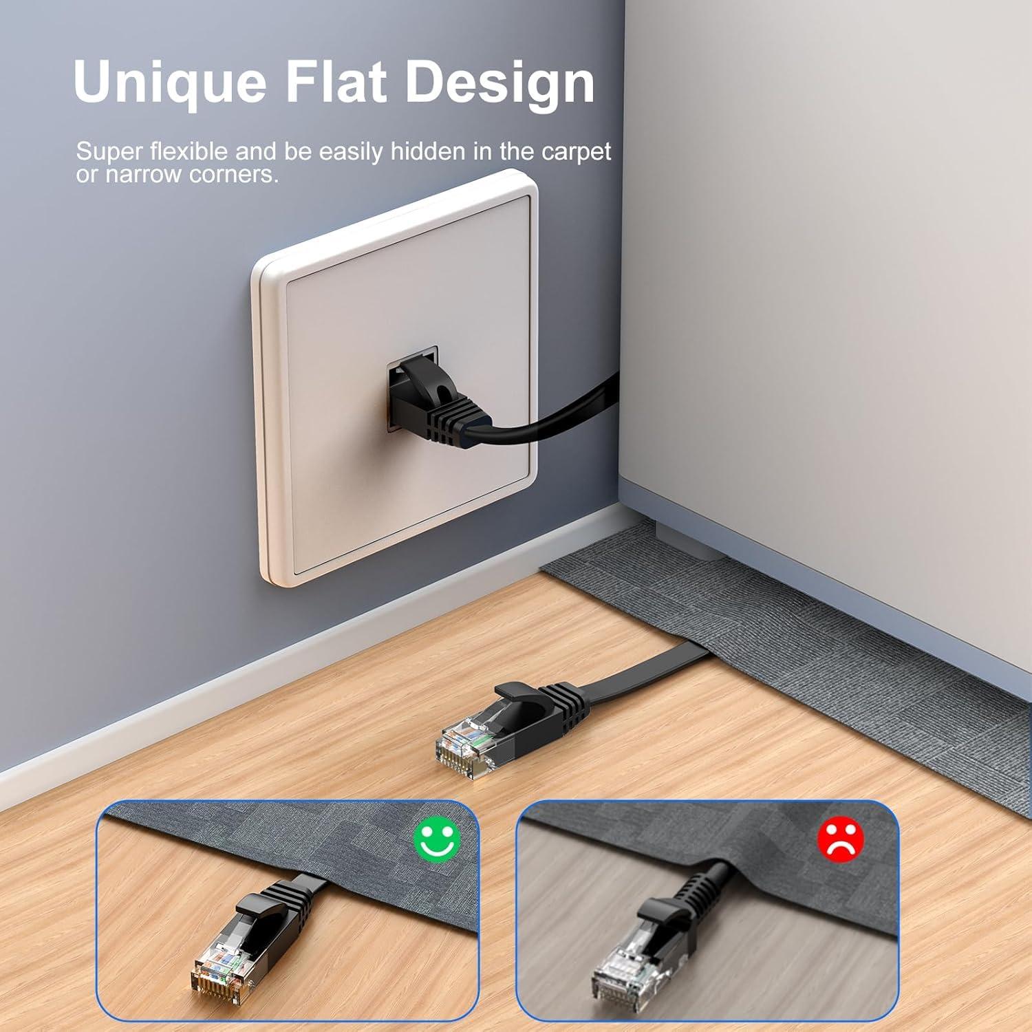 CableGeeker Cat 6 Ethernet Cable 1.5ft (10 Pack) (at a Cat5e Price but Higher Bandwidth) Flat Internet Network Cables - Cat6 Ethernet Patch Cable Short - Black Computer LAN Cable with Snagless RJ45 Connectors