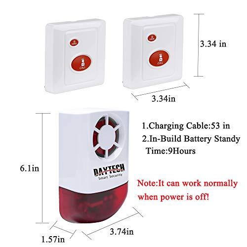 Daytech Daytech Strobe Siren Panic Alarm Button Siren Alarm with Light for Home Caring Loud Outdoor SOS Alert System 2 Red Flashing Siren and 4 Emergency Button for Store Hotel Jewelry Shop Security