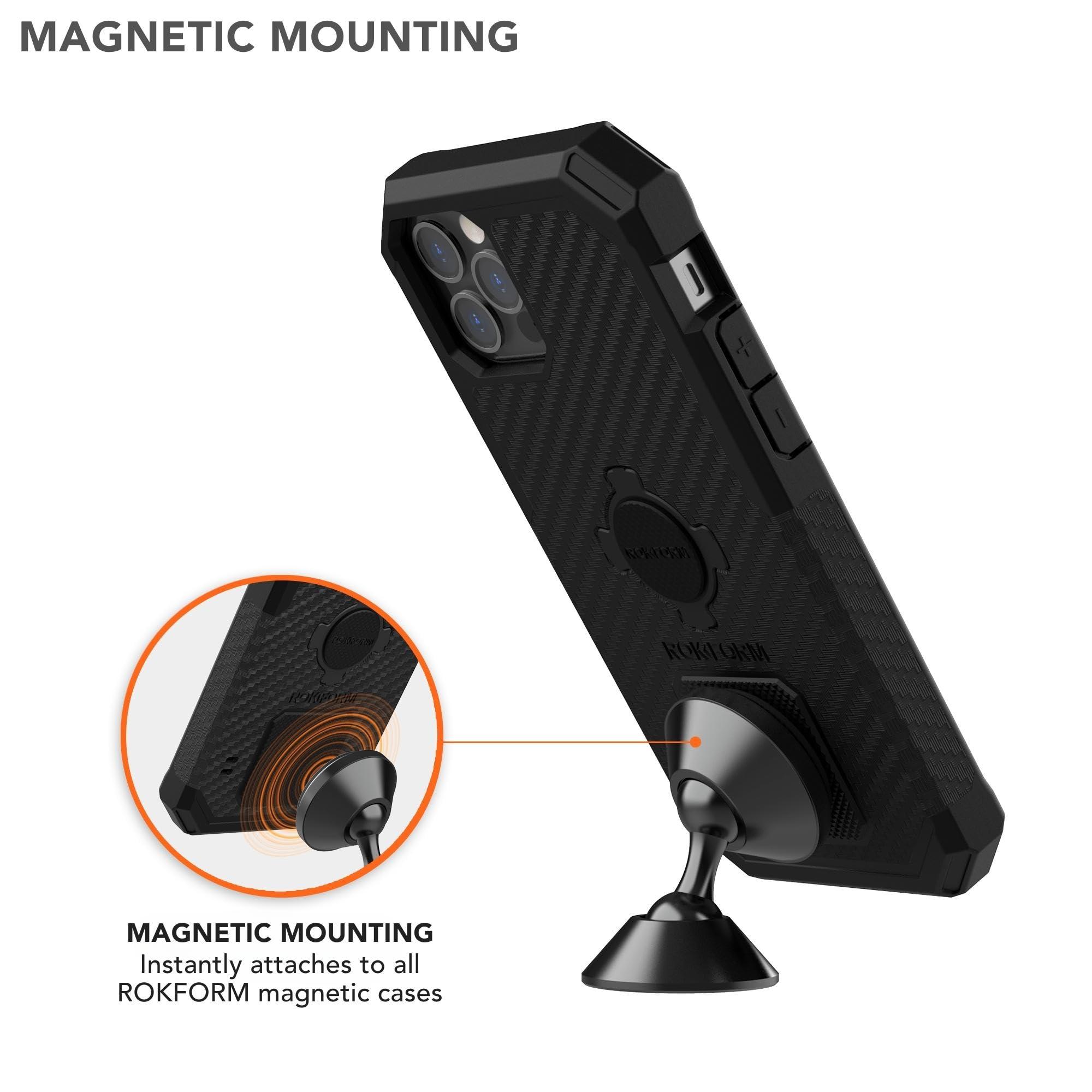 Rokform ROKFORM - Adjustable Magnetic Car Mount, 360 Degree Swivel with 3M VHB Tape, Cell Phone Holder, Aluminum Dashboard Phone Mount Stand for Truck Car & Van (Black)