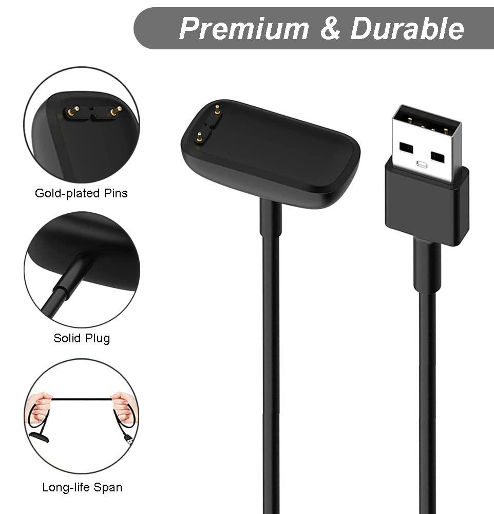 Emilydeals Charger for Fitbit Charge 6/5, Fitbit Luxe, Replacement USB Charging Cable Cord for Fitness Trackers [2-Pack, 1m/3.3ft]