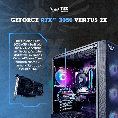 NSX GAMING NSX GAMING Tomcat Desktop Pc Ryzen 5 5500, RTX 3050 6GB, (2 * 8GB) 16 Gb RAM 3600 RGB, SSD 480GB M.2 NVME, W11, WiFi Ready, Mouse and Keyboard, 1 Year Manufacturer