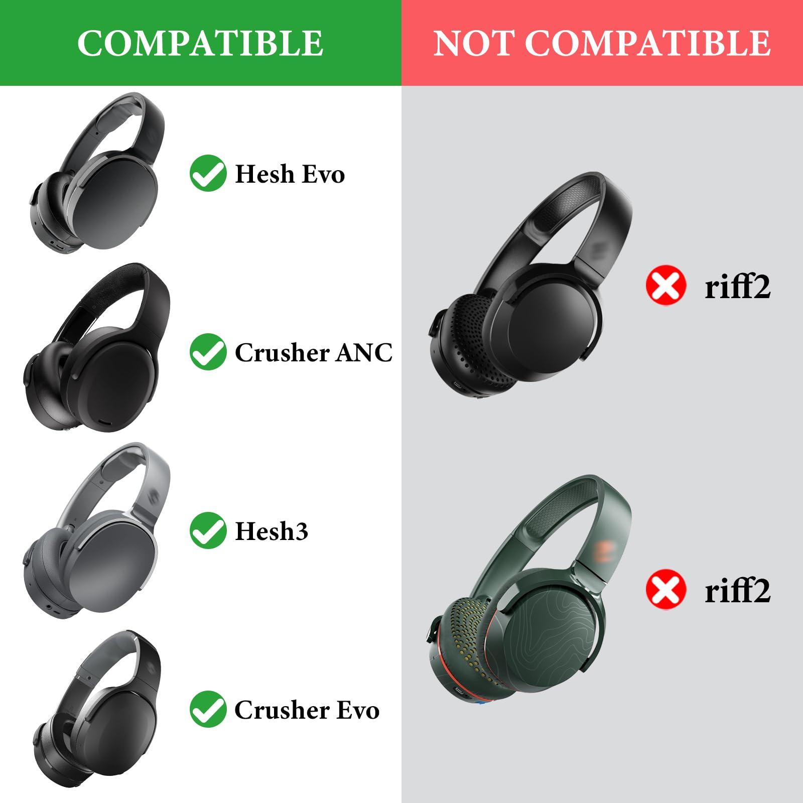 GEEKRIA Geekria Shield Headphones Case Compatible with Skullcandy Hesh 3, Hesh Evo, Crusher Evo, Crusher ANC, Replacement Hard Shell Travel Carrying Bag with Cable Storage (Dark Grey)