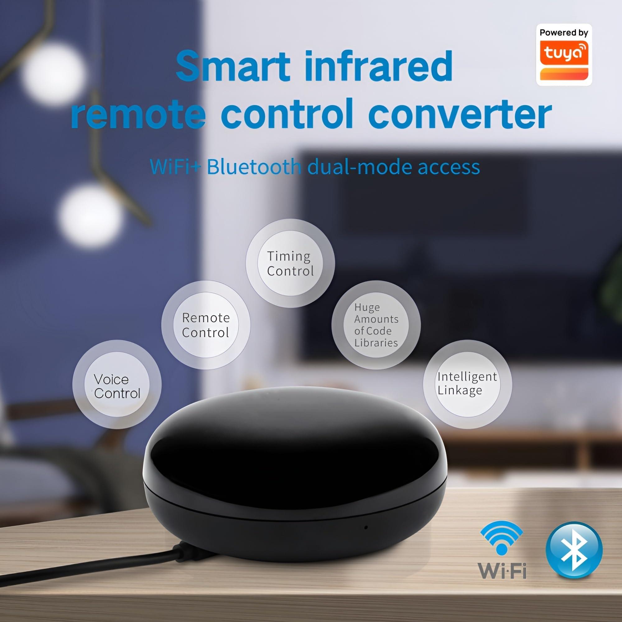 Jinvocloud WiFi Smart IR Blaster, IR Remote Control Hub for Smart Home Automation, Infrared Universal Remote Control for TV AC AUD STB, Smart Devices Compatible with Alexa & Google Assistant