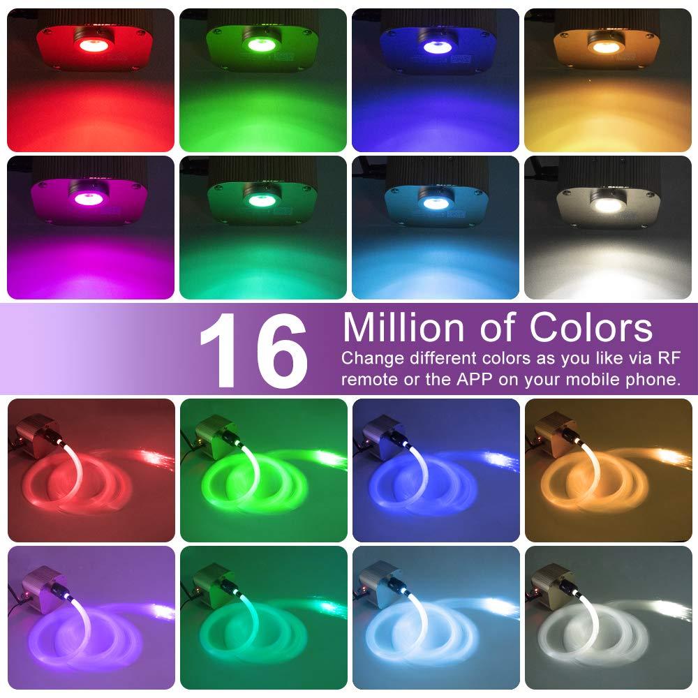 AMKI AMKI Twinkle 16w Fiber Optic Star Ceiling Light kit, 450pcs 0.03in 9.8ft Strands Starlight Headliner kit for Car Home Ceiling Decor Sound Activated Bluetooth/APP Remote Control RGBW Light Engine