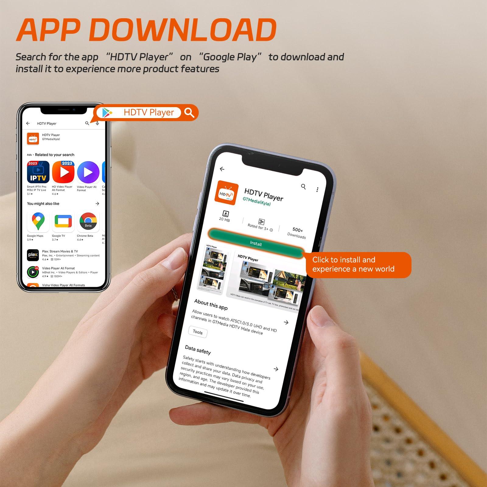 XYTEC USB TV Tuner Next-Gen ATSC 3.0 / ATSC 1.0 Stick for Multiple-Android Phone Tablet Car Computer USB 3.0 Digital TV Tuners with DVR Recording Support HDTV Player Android App