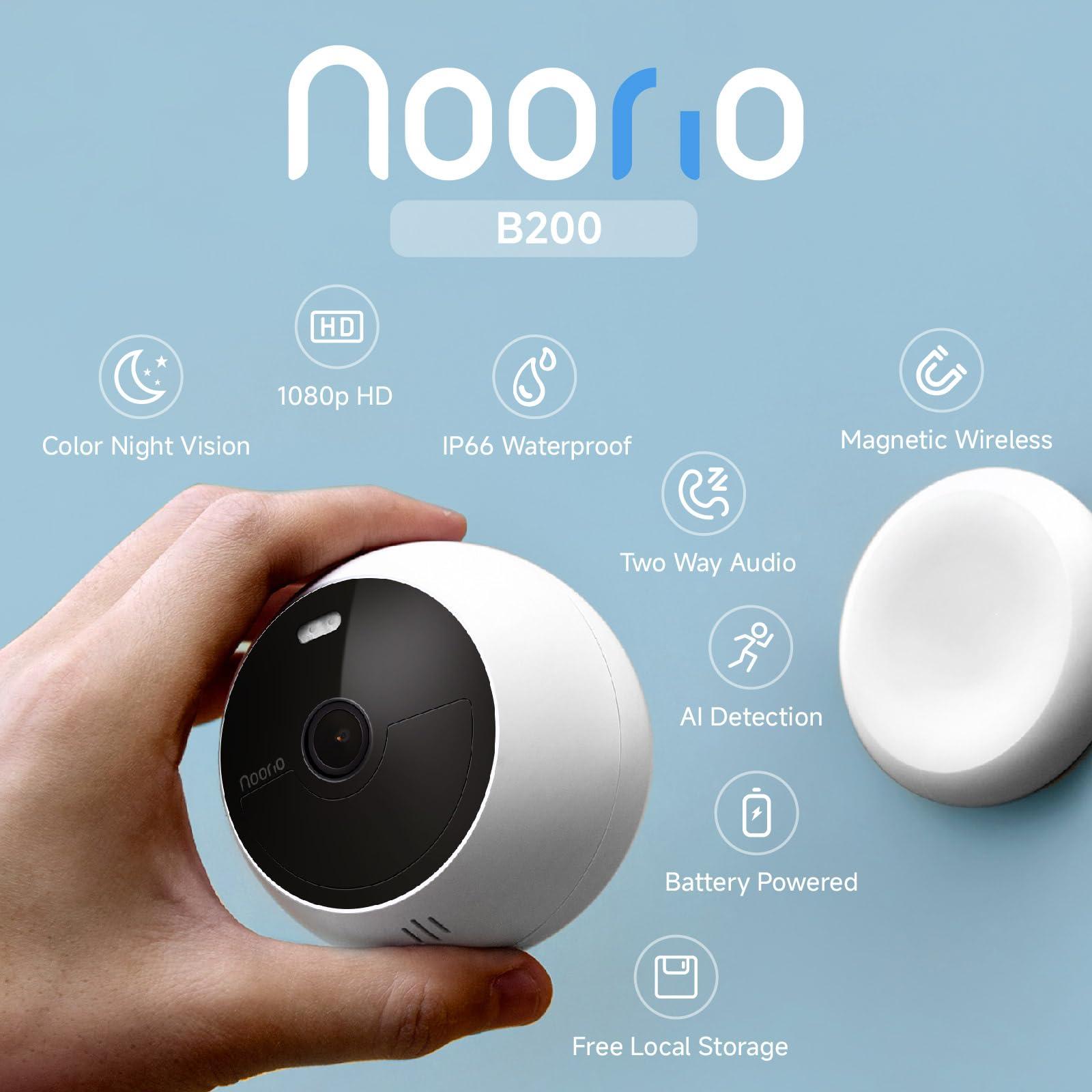 Noorio Noorio Home Security Camera System with Smart Hub and Solar Panel, B200 x 2, A201 x 1, Hub x 1
