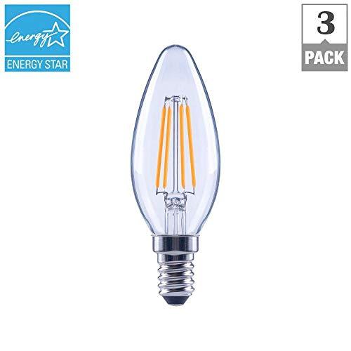 EcoSmart EcoSmart 40-Watt Equivalent B11 E12 Base Dimmable Clear Filament Vintage Style LED Light Bulb, Soft White (3-Pack)