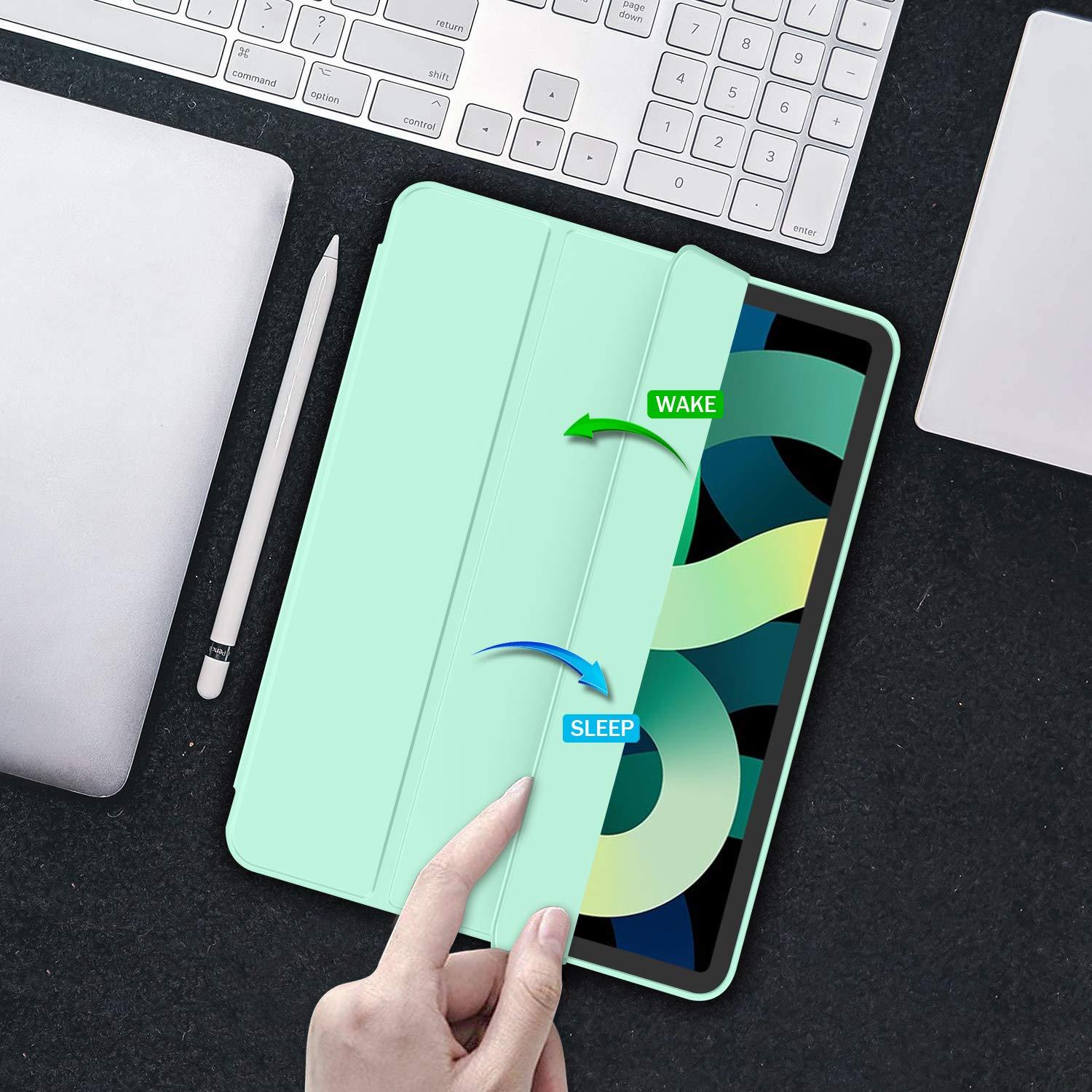 iMieet iMieet iPad Air 11 Inch Case M2 2024, iPad Air 5th/4th Generation Case 2022/2020 10.9 Inch with Pencil Holder, Trifold Stand Smart Case(Light Green)