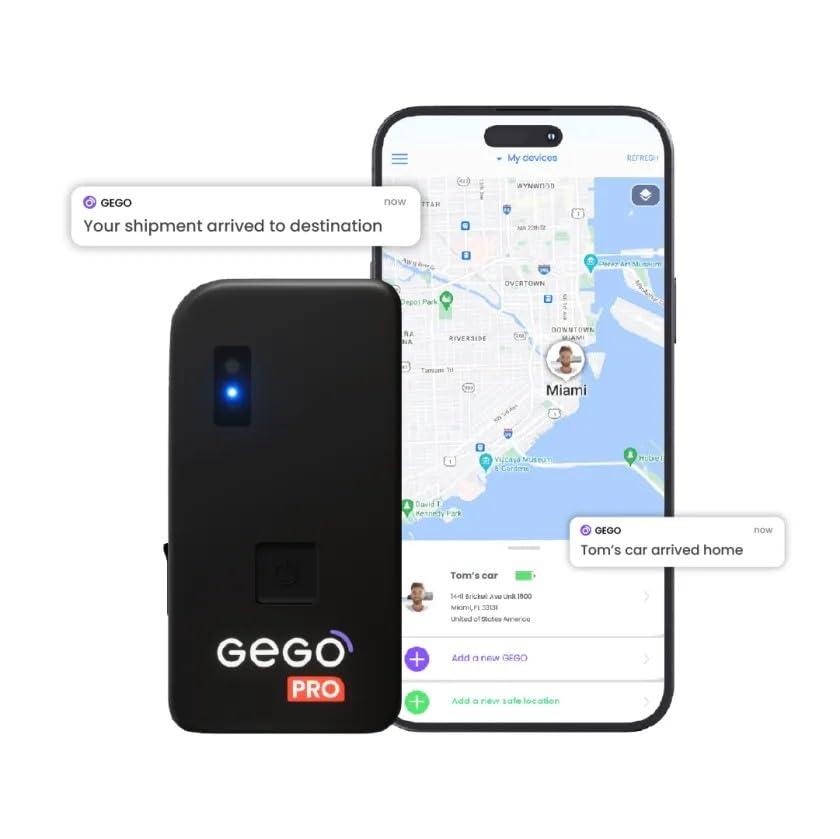 GEGO GEGO PRO GPS Car Tracker 4G LTE Real-Time Tracking for Vehicle, Truck, Assets | WiFi, GSM, Bluetooth | App Alerts, Anti-Theft, Location History (Subscription Needed)