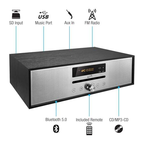 iLive iLive Bluetooth Home Music System with CD Player, Built in Stereo Speakers, Includes Remote, Black (IHB340B)