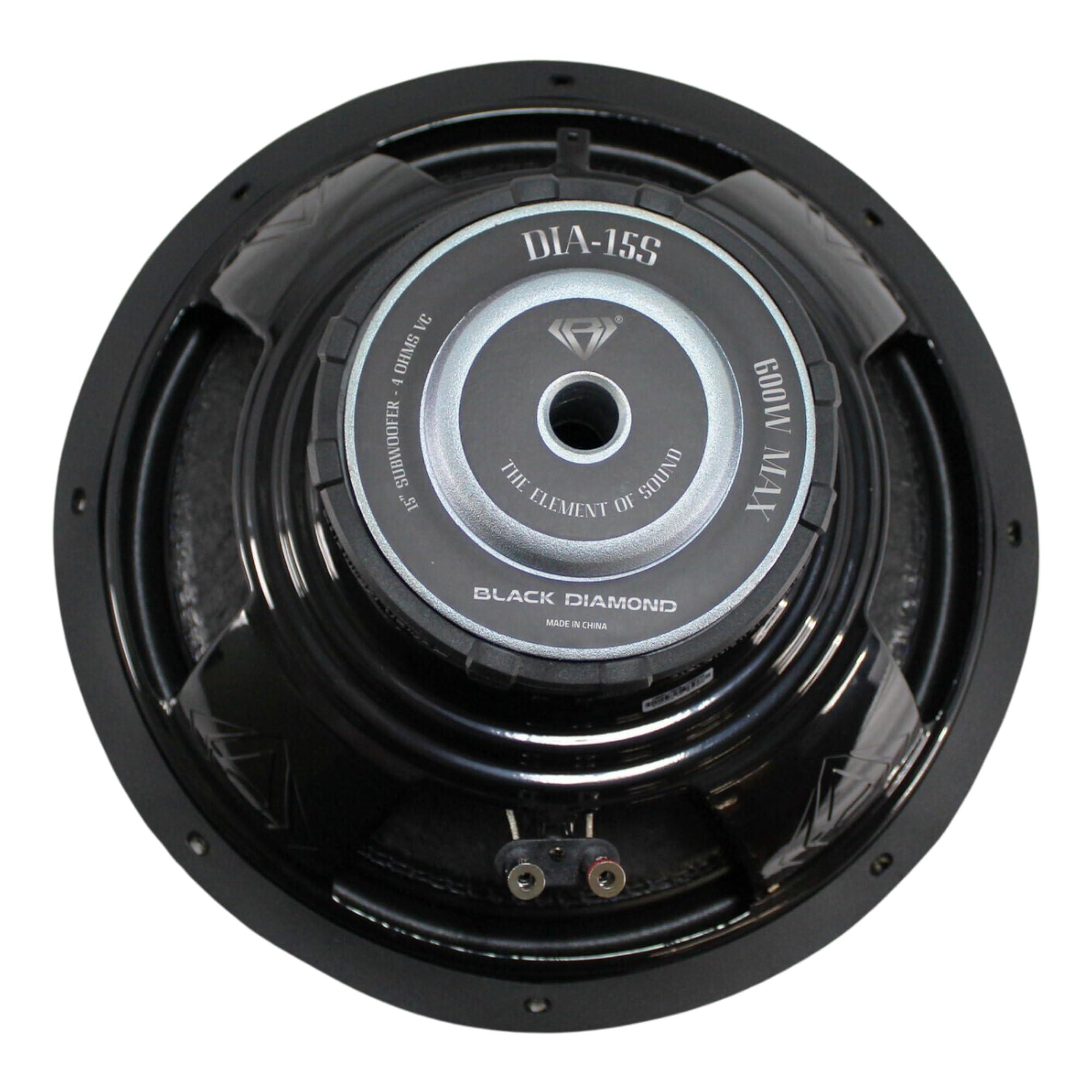 BLACK DIAMOND BLACK DIAMOND DIA-15S Car Audio 15\" Subwoofer 4-Ohm Single Voice Coil 600 Watts - 15\" inches Subwoofer Bass Great for Car/Truck Sound Systems