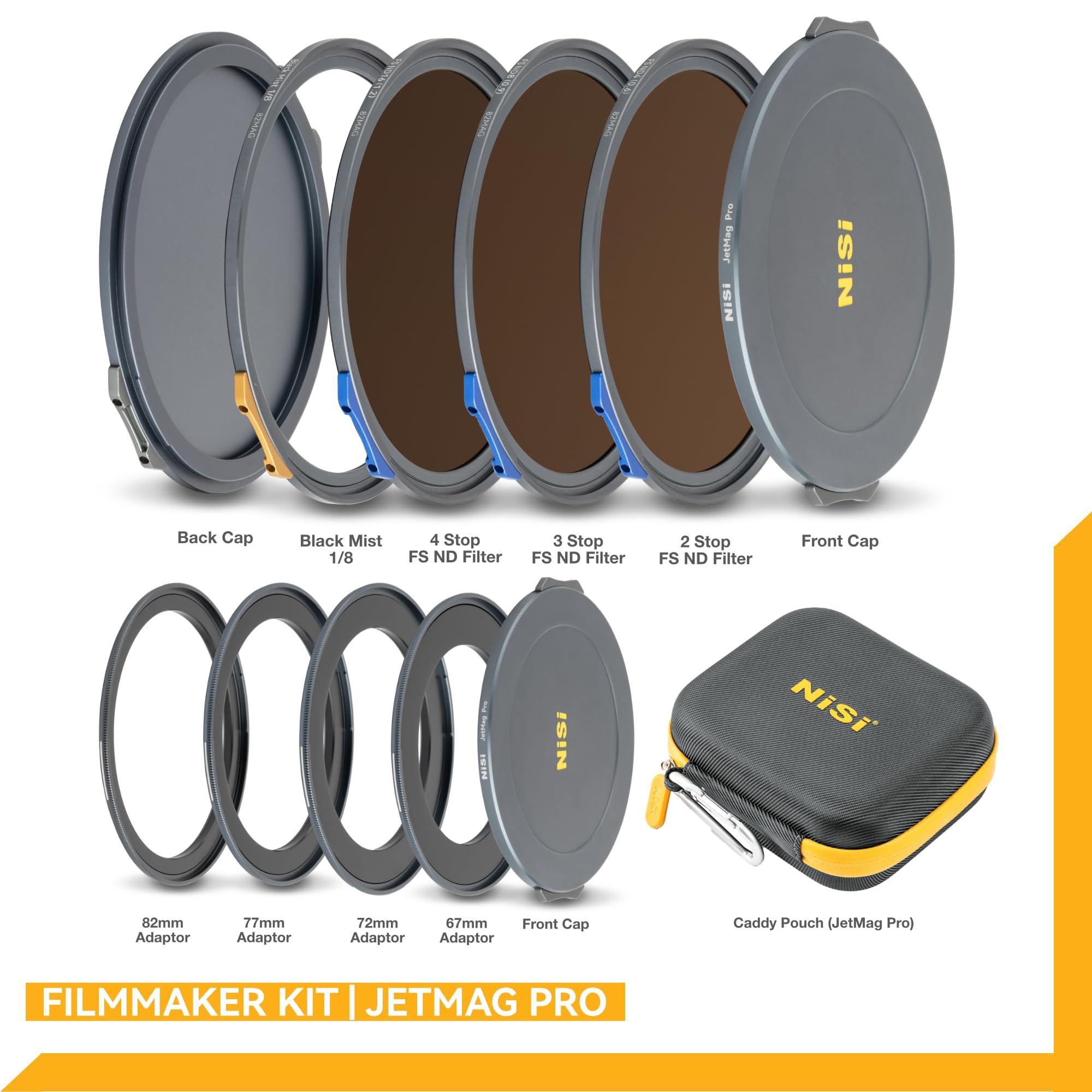NiSi NiSi JetMag Pro 82MAG Filmmaker Kit - Magnetic Lens Filter Kit with FS Neutral Density (ND4/ND8/ND16), Black Mist 1/8, Adapters (67mm/72mm/77mm/82mm), Protective Caps and Caddy Case