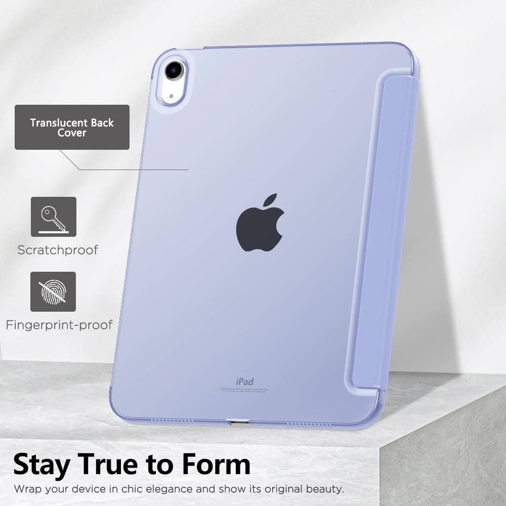 MoKo MoKo for iPad (A16) 11th Generation Case 11 Inch 2025, iPad 10th Generation Case 10.9 Inch 2022, Slim Stand Hard PC Translucent Back Shell Smart Cover, Support Touch ID,Auto Wake/Sleep,Lavender Purple