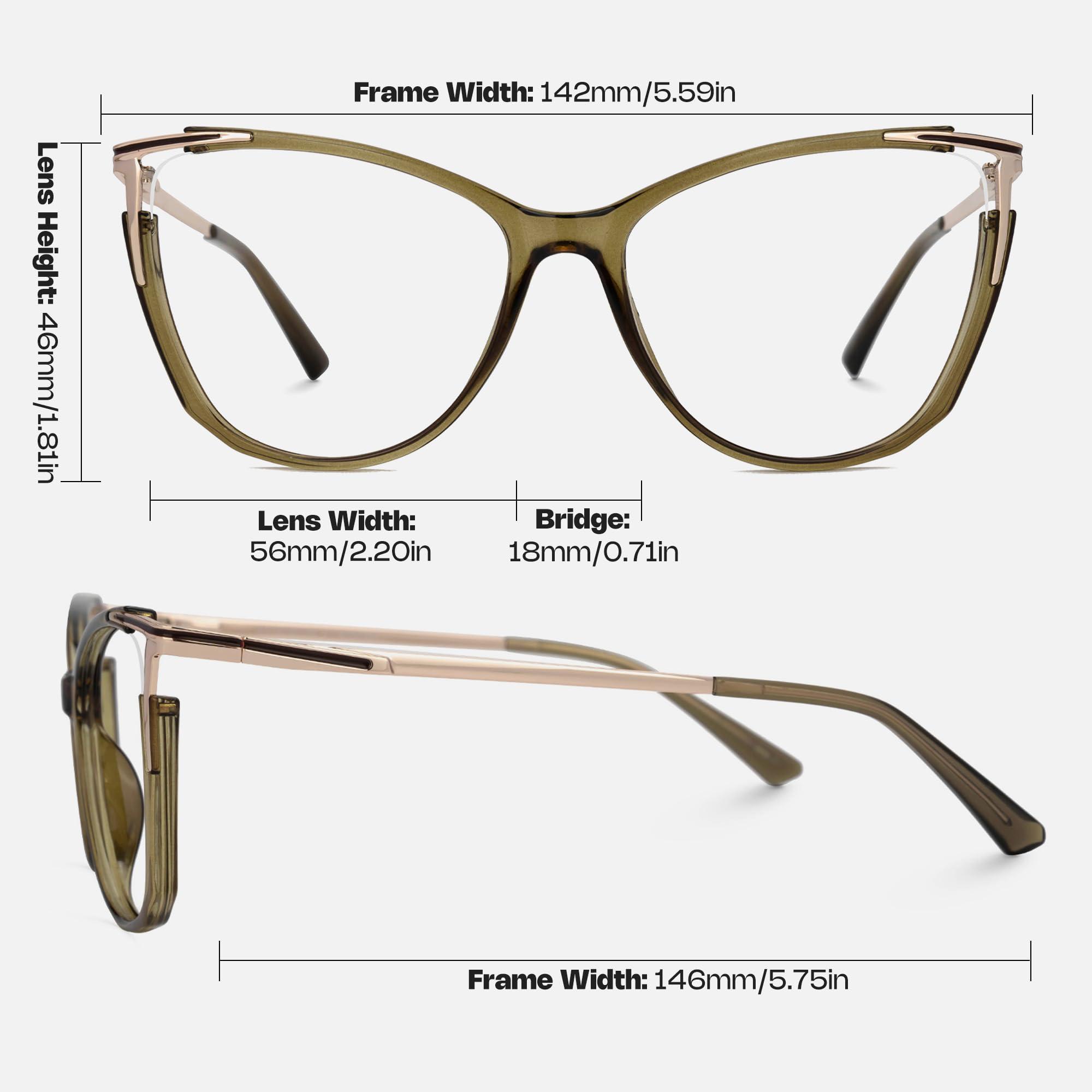 Zeelool Zeelool Blue Light Blocking Glasses, Cat Eye Glasses Frame for Women Eyeglasses with Non-prescription Clear Lenses ZJGX368841-14B