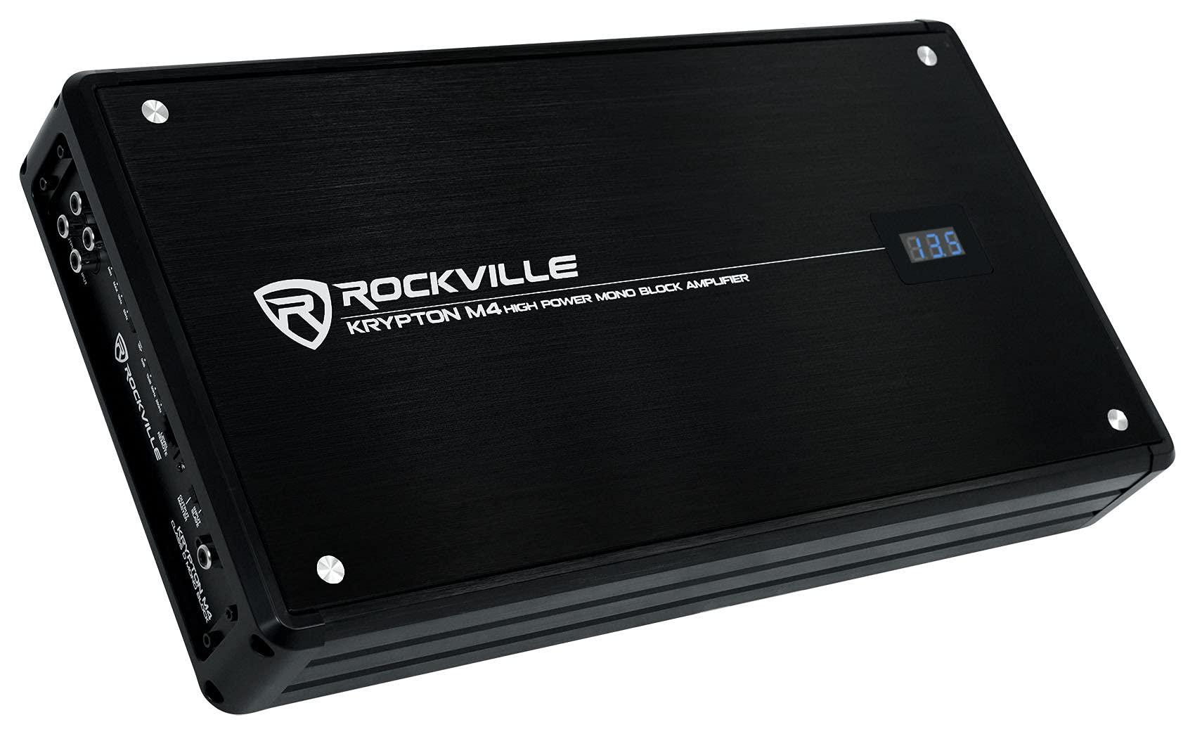 Rockville Rockville Krypton M4 2400W 4-Channel Car Amplifier, Dyno-Certified RMS, Voltage Display, Bass Remote, Clip Indicator, Class AB, Perfect for Car Audio