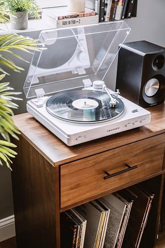 Crosley Crosley T400D-WH Fully Automatic Bluetooth 2-Speed Turntable Record Player with Built-in Preamp, White