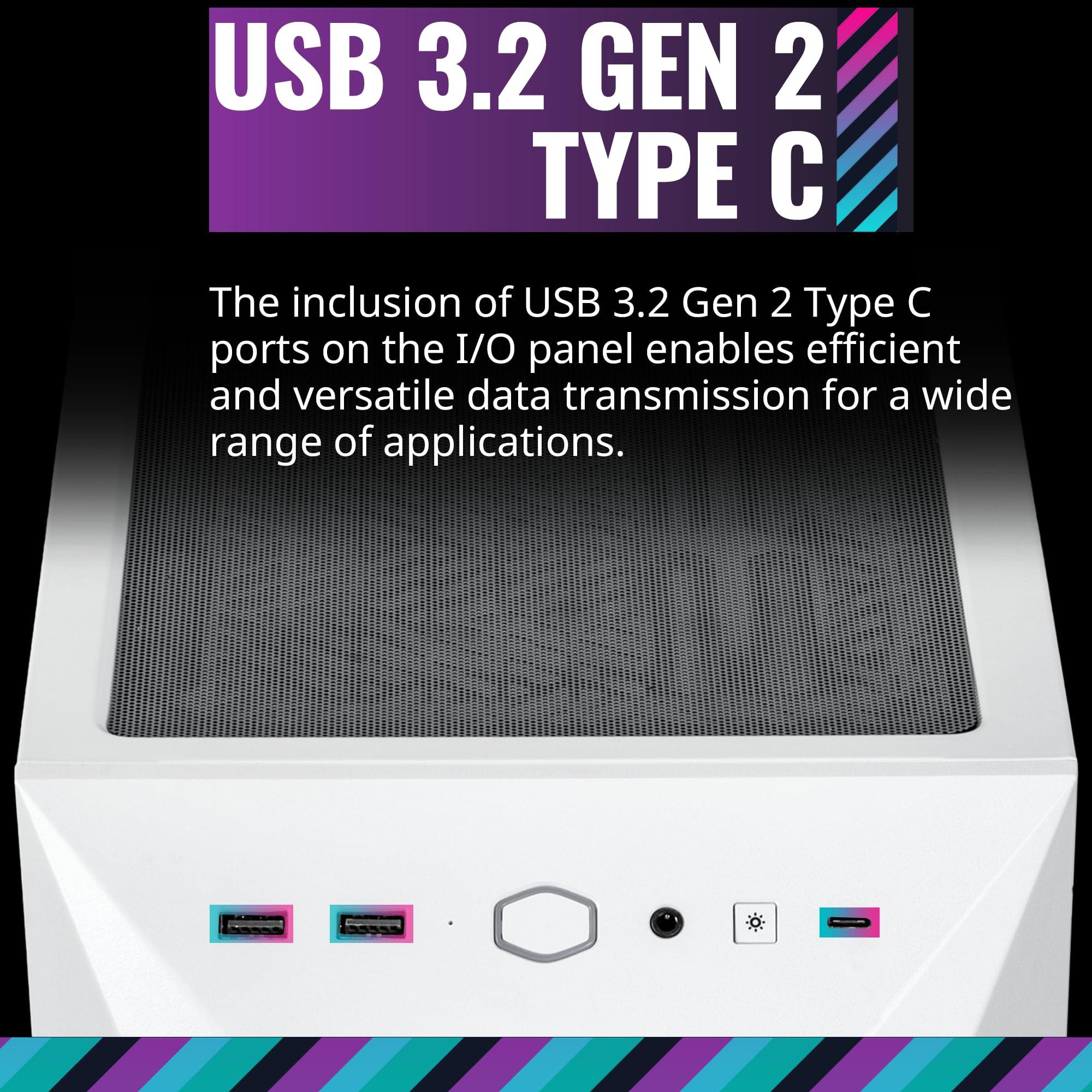 Cooler Master Cooler Master TD500 Mesh V2 White Mid-Tower Case, Polygonal Mesh, 3X 120mm ARGB Fans, USB Gen 2 Type C