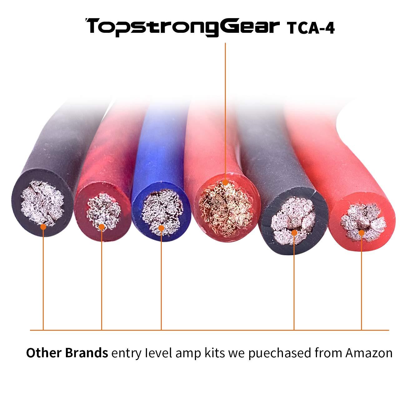 TOPSTRONGGEAR TOPSTRONGGEAR 4 Gauge Amp Kit True 4 AWG Amplifier Installation Wiring Amp Kit Install Cables Car Audio Wire