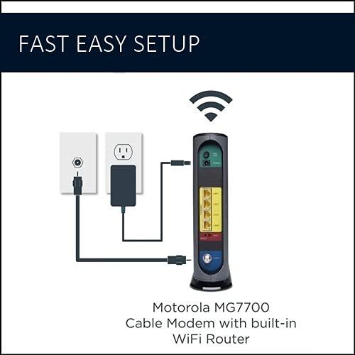 Motorola Motorola MG7700 Modem with Built in WiFi | Approved for Comcast Xfinity, Cox, Spectrum | for Plans Up to 800 Mbps | DOCSIS 3.0 + Gig WiFi Router (Renewed)