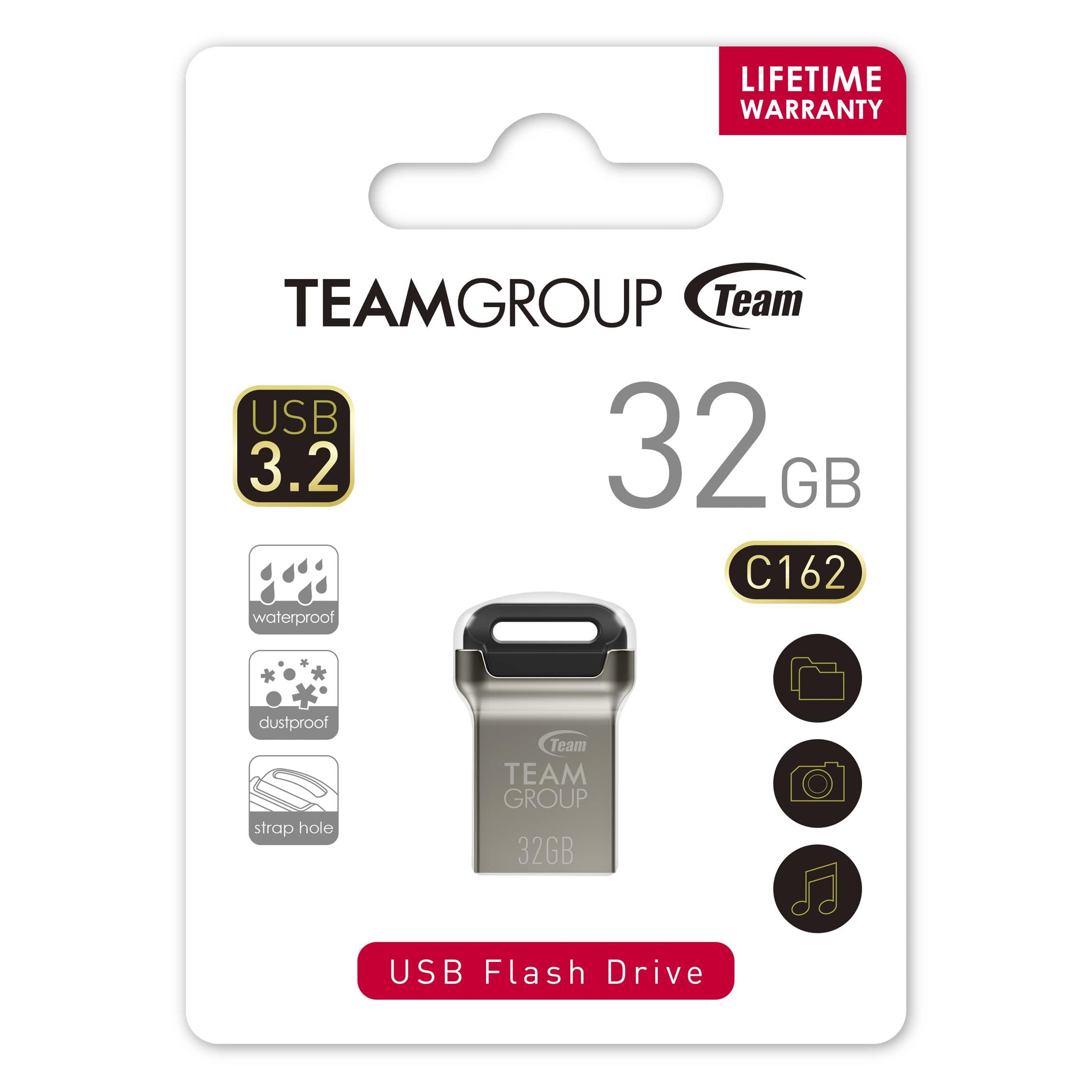 TEAMGROUP TEAMGROUP C162 32GB 5 Pack USB 3.2 Gen 1 USB 3.1/3.0 Mini Fits Metal Read 100MB/s Flash Thumb Drive External Data Storage Memory Stick Compatible with Computer/Laptop Black TC162332GB21