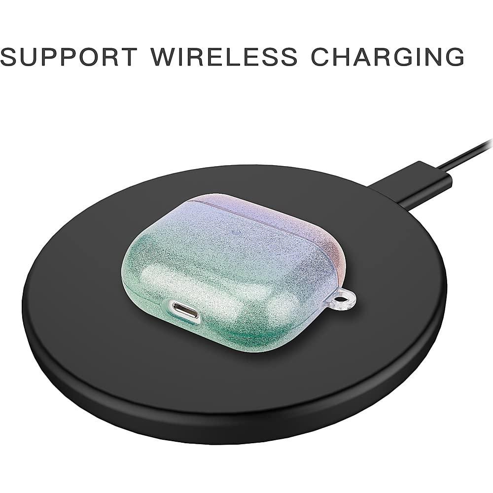 ZERODAMAGE SAHARA CASE SaharaCase Sparkle Series Case for Apple AirPods 3 (2021 3rd Generation) [Rugged] Full Body Protection Antislip Grip Slim with Keychain (Blue/Green)