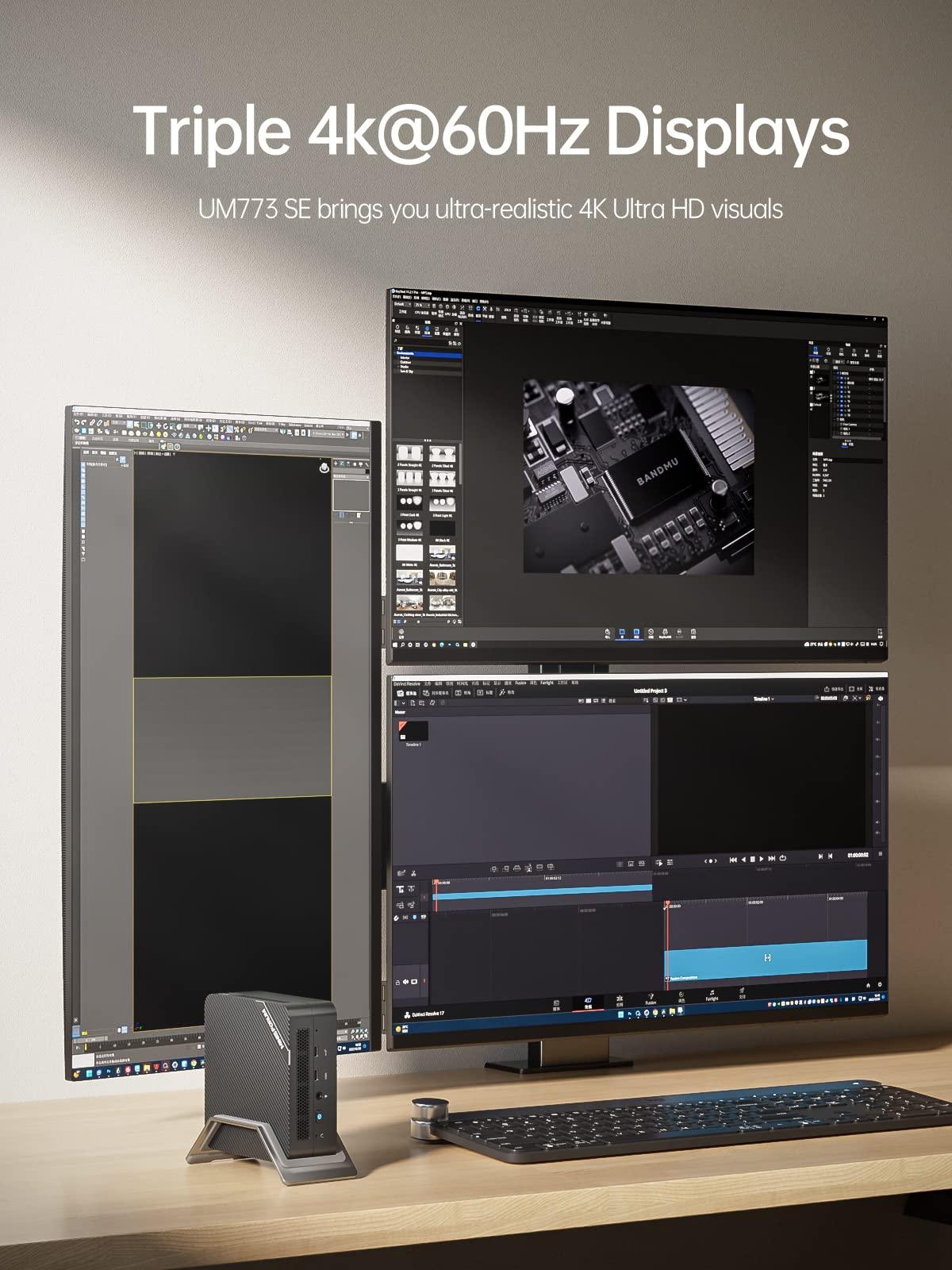 MINISFORUM MINISFORUM Venus Series UM773 Lite Mini PC AMD Ryzen 7 7735HS, up to 4.75GHz 32GB DDR5 1TB PCIe4.0 SSD AMD Radeon 680M Mini Computer, 2 x HDMI,1x USB4,5X USB Ports,WiFi 6,BT5. 2