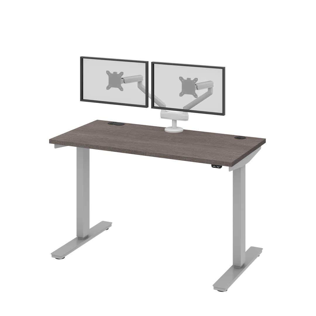 Bestar Bestar Upstand Standing Desk with Dual Monitor Arm, Ergonomic Electric Table for Home Office, 48W x 24D, Bark Grey