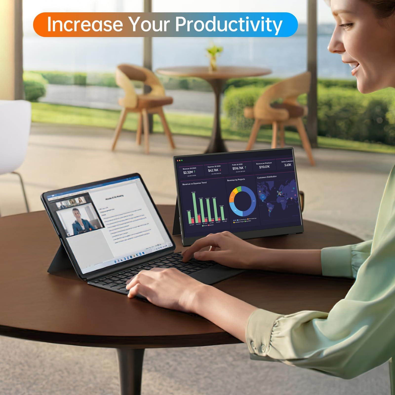 VILVA VILVA OLED Portable-Monitor-for-Laptop - 13.3 1080P FHD IPS Display USB-C HDMI Portable Monitor for Laptop with Cover and Speakers External Monitor for Laptop/PC/Mac/Phone/Xbox Switch/PS4/