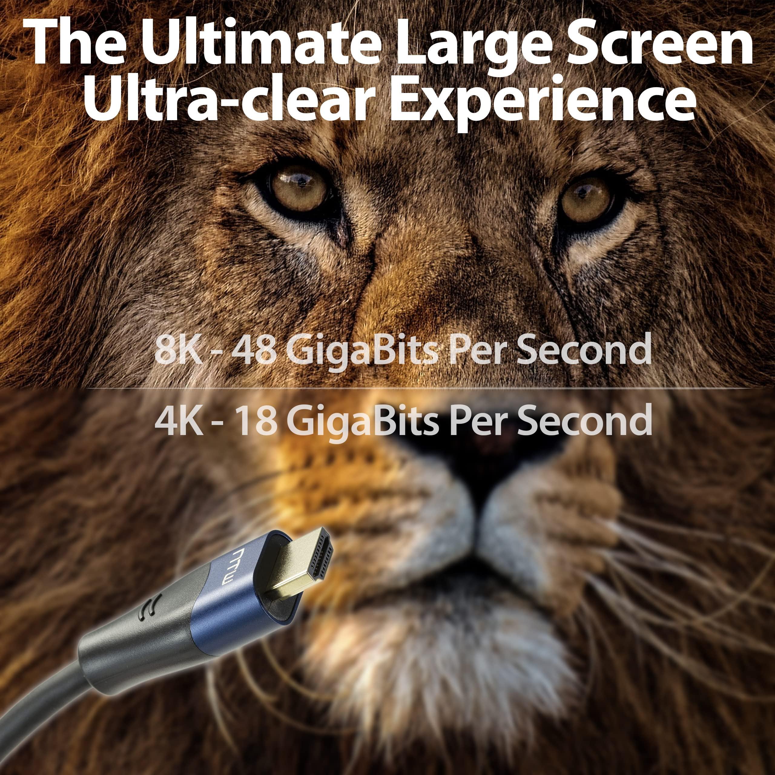 NTW NTW 8K HDMI Cable 6FT Ultra High Speed 48Gbps, HDMI 2.1, 8K@60Hz, 4K@120Hz, HDR10, eARC, for TV, Xbox, PS5, Roku, Apple TV