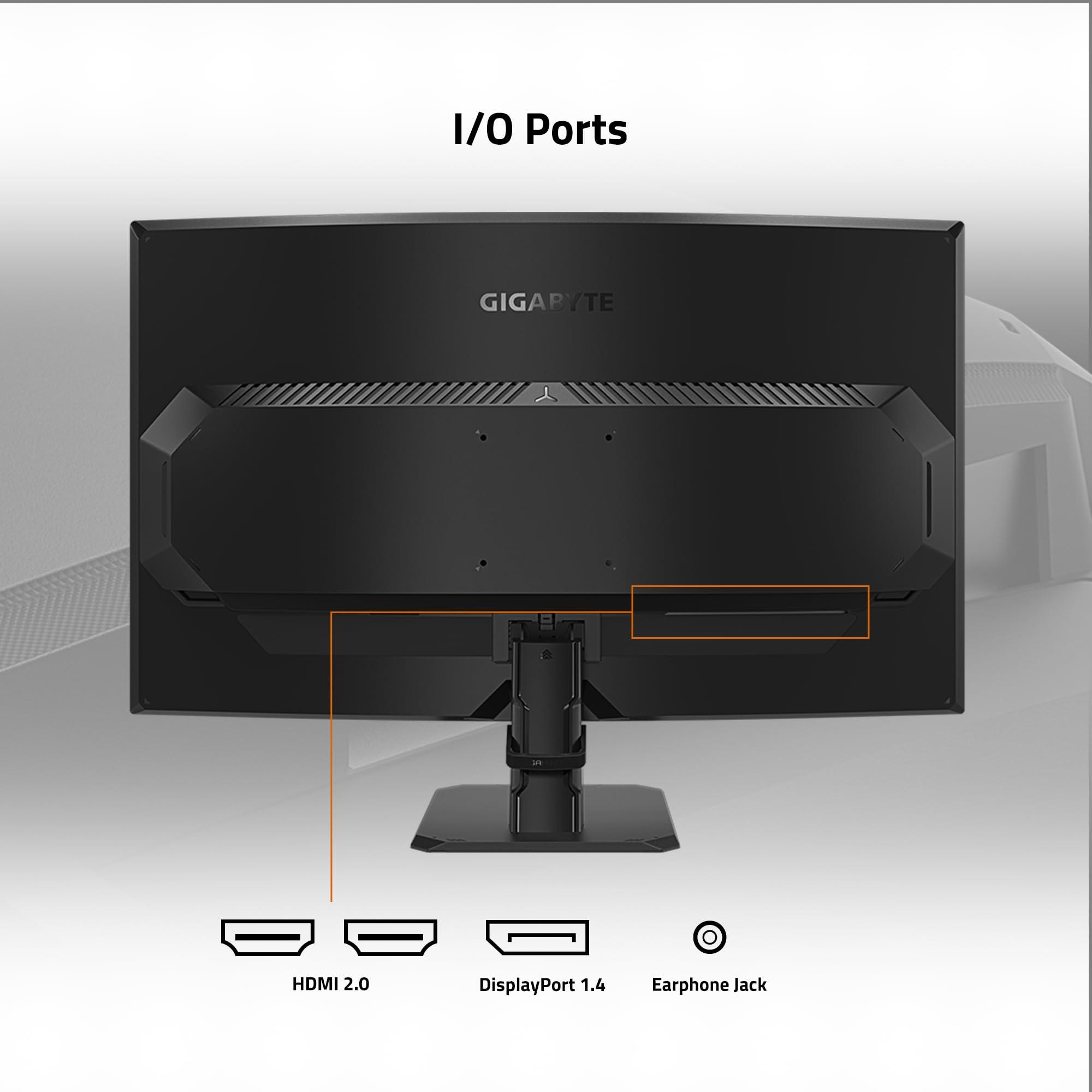 GIGABYTE GIGABYTE GS32QC 31.5" 165Hz 1440P Curved Gaming Monitor, 2560x1440 VA 1500R Display, 1ms (MPRT) Response Time, HDR Ready, 1x Display Port 1.4, 2X HDMI 2.0,Black