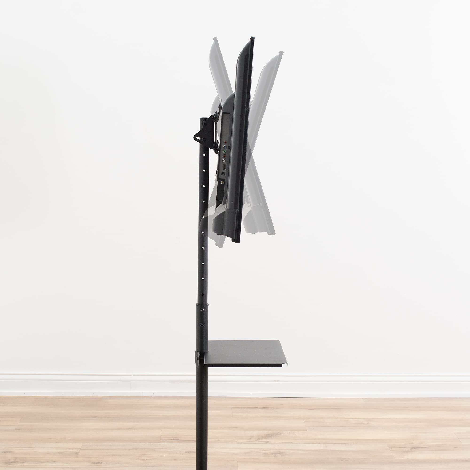 VIVO VIVO TV Floor Stand for 13 to 50 inch Flat Panel LED LCD Plasma Screens, Portable Display Height Adjustable Mount with Storage Shelf, 50 inch Tall, Black, STAND-TV07-S