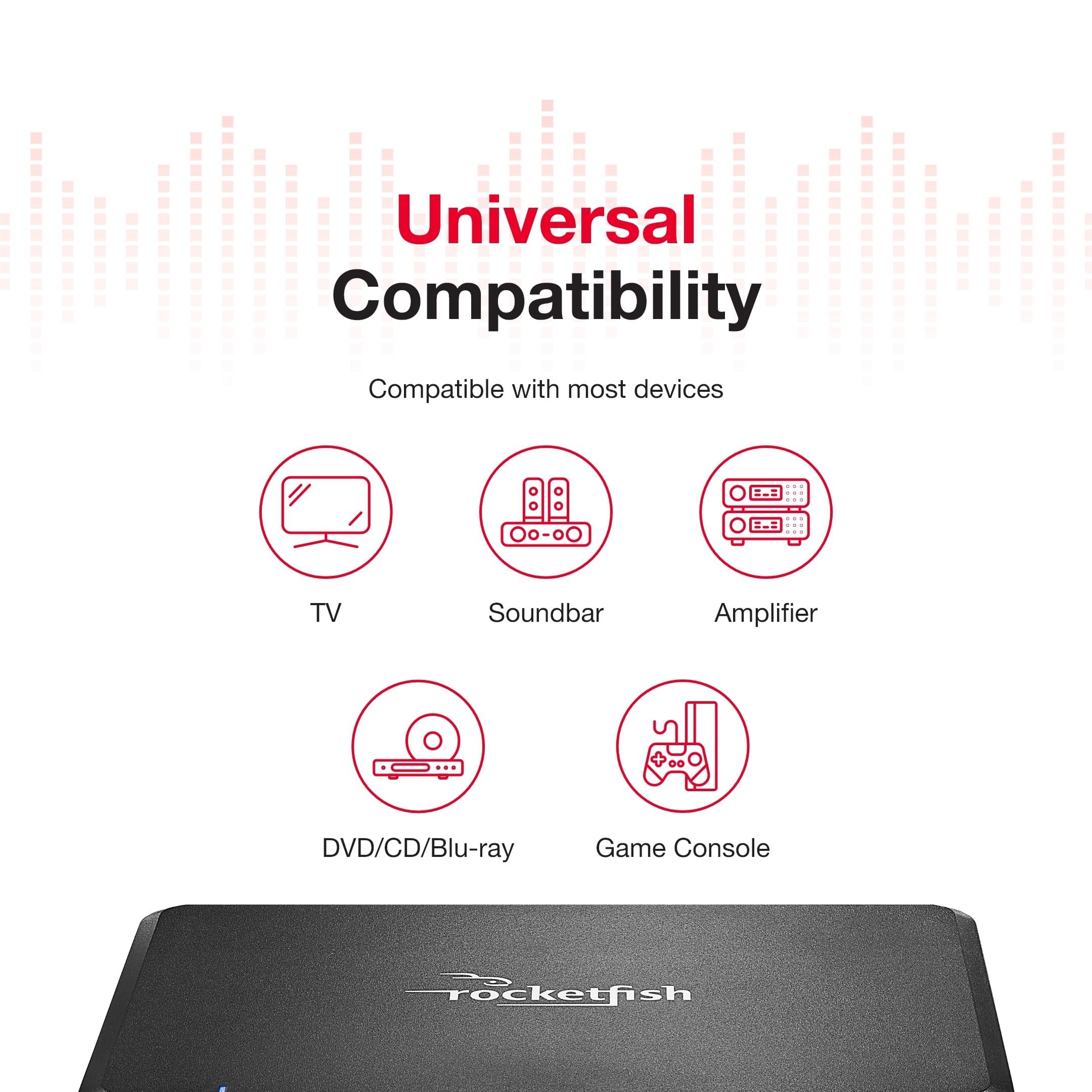 Rocketfish Rocketfish Wireless Rear Speaker Kit - Speaker Kit with Sender & Receiver - Home Theater & Entertainment Audio System - Wireless Surround Sound System with Compact Size & Low Power Consumption