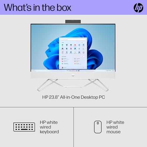 HP HP 24 inch All-in-One Desktop PC, FHD Display, Intel Core i5-1235U, 8 GB SDRAM, 256 GB SSD, Intel UHD Graphics, Windows 11 Home, 24-cb1210 (2024)