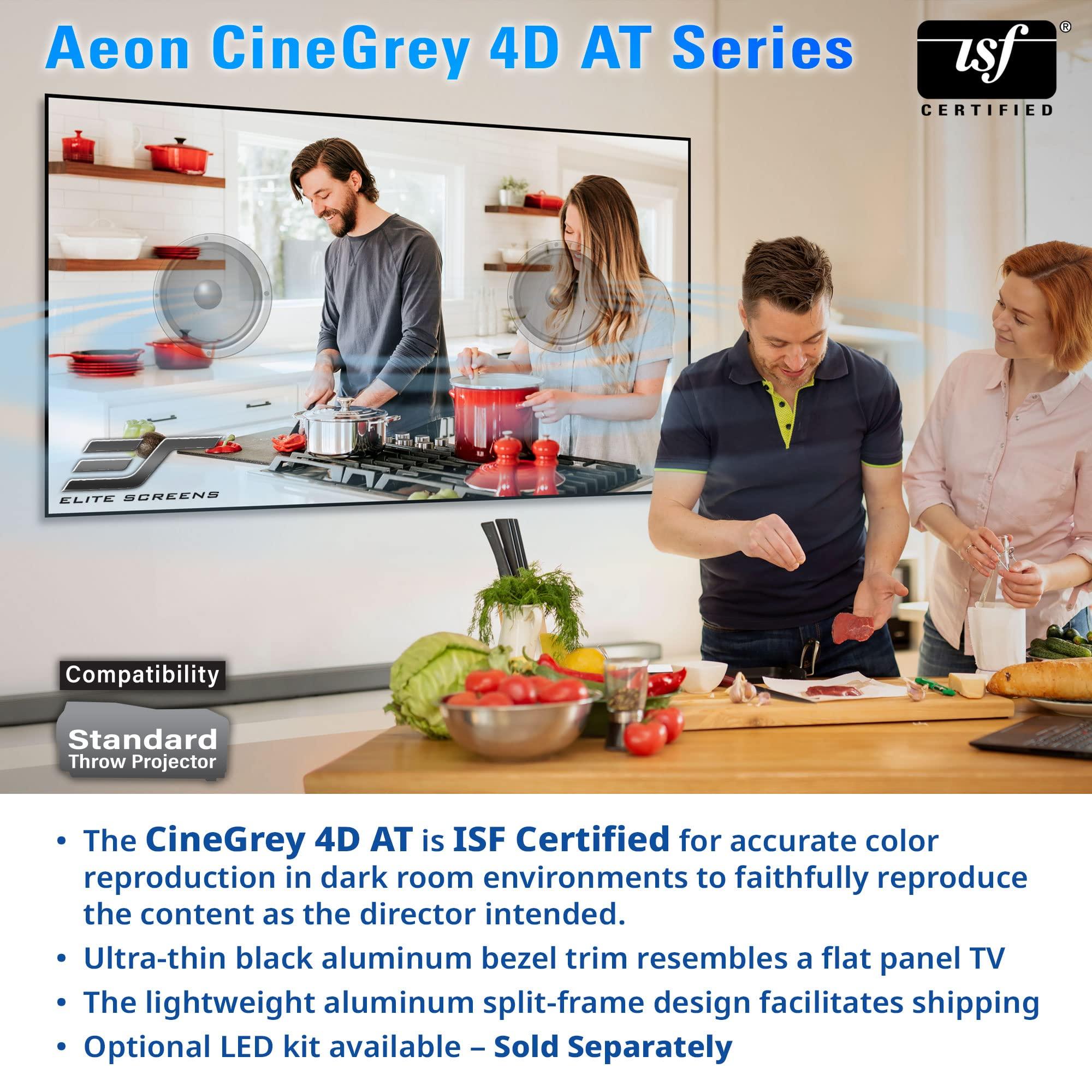 Elite Screens Elite Screens Aeon CineGrey 4D Acoustically Transparent, 110" Diag. 16:9, 4K/8K Ceiling Ambient Light Rejecting (CLR/ALR) Fixed Frame Edge Free Sound Transparent Projector Screen, AR110H-ATD4
