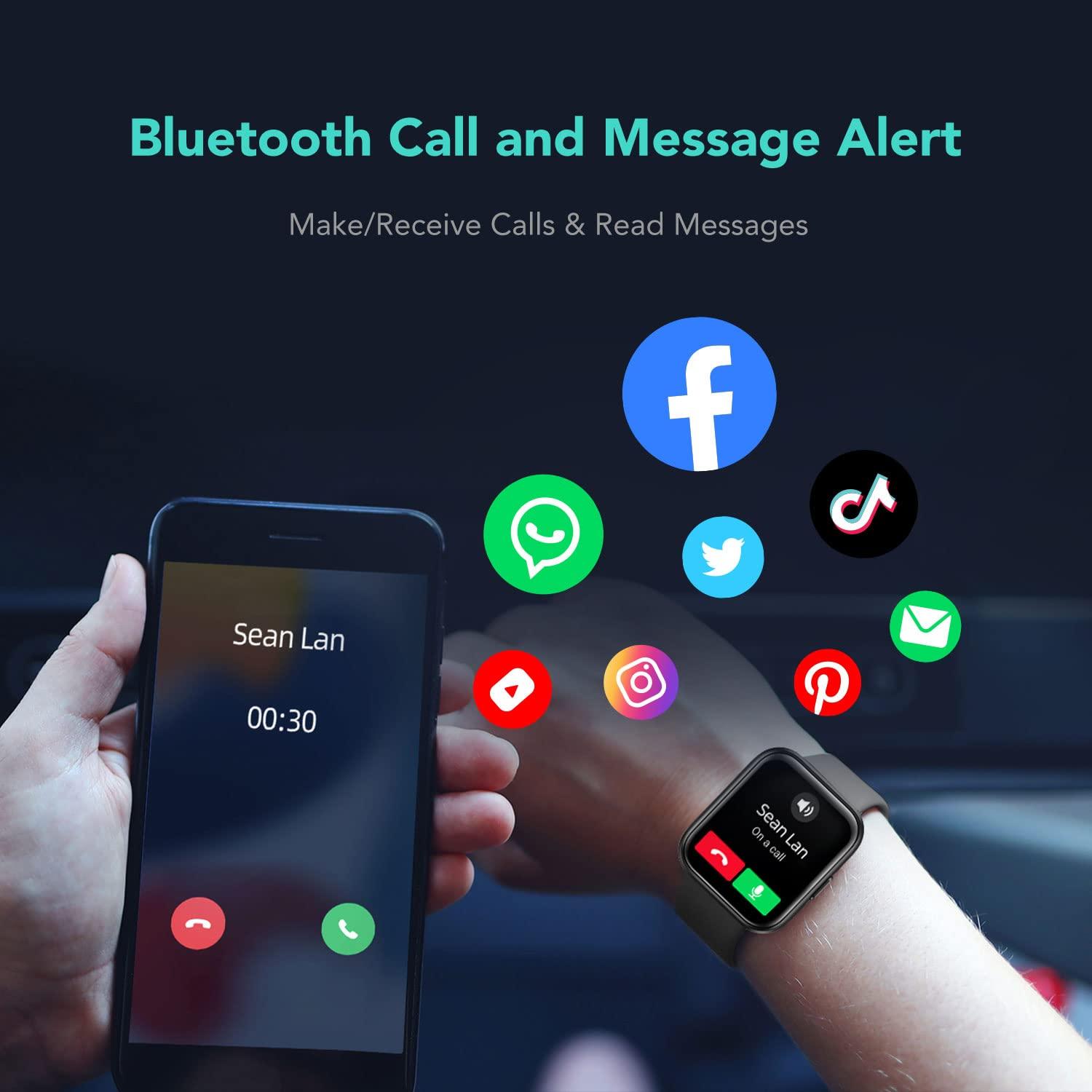 SKG SKG Smart Watch for Men Women Android iPhone with Alexa Built-in & Bluetooth Call(Answer/Make Call) 1.69\" Fitness Tracker with IP68 Waterproof, 60+ Sports, Heart Rate SpO2 Monitor, V7 Pro