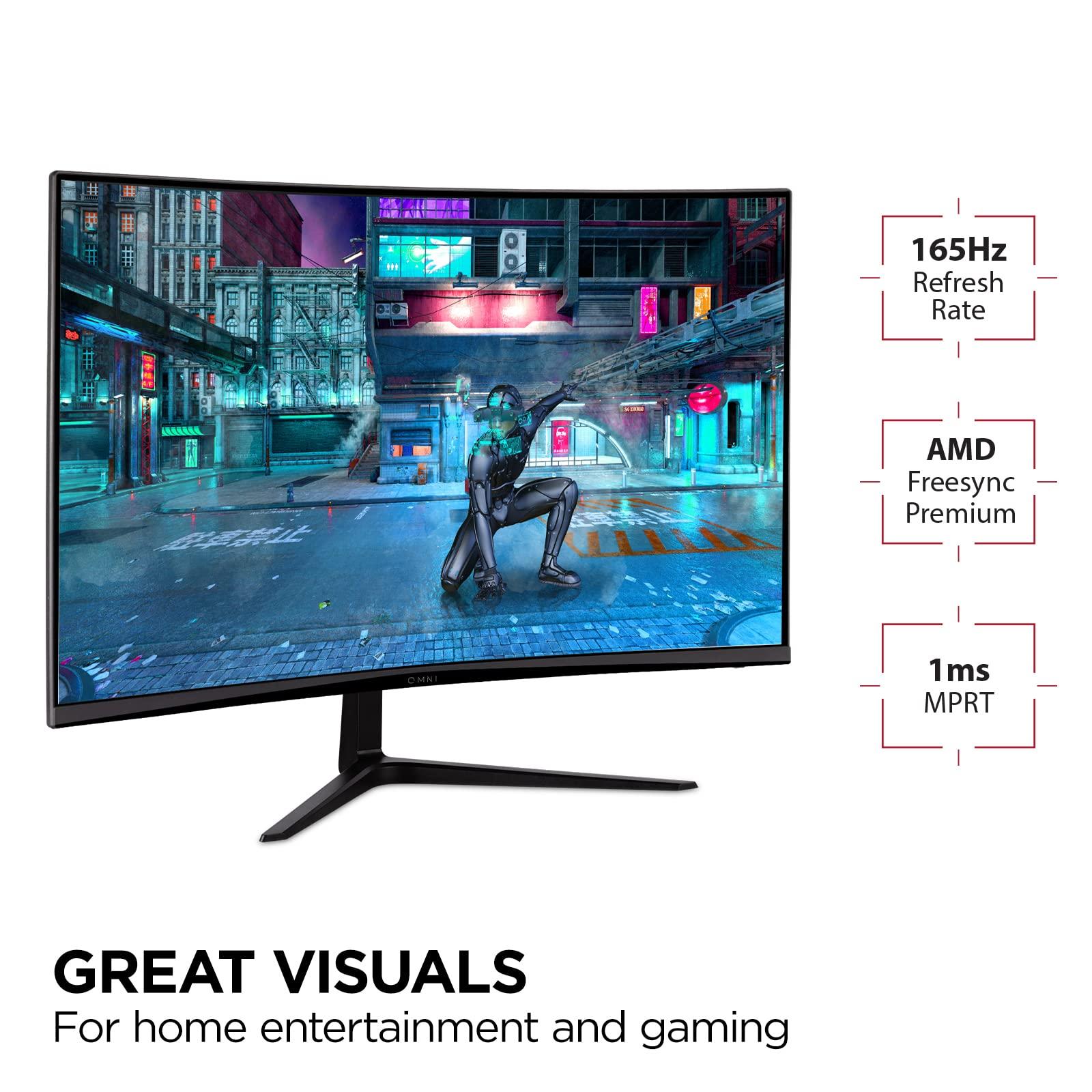 ViewSonic ViewSonic Omni VX3218C-2K 32 Inch Curved 1ms 1440p 165hz Gaming Monitor with FreeSync Premium, Eye Care, HDMI and Display Port, Black