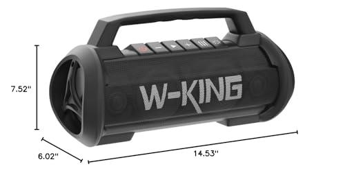 W-KING W-KING Portable Speakers Bluetooth Wireless, 120W Max Loudest Bluetooth Speaker, IPX6 Waterproof Outdoor Speaker with 70W Deep Bass/2*Subwoofer/DSP/EQ/42H/LED/MAC-in/Power Bank, Large Party Boombox