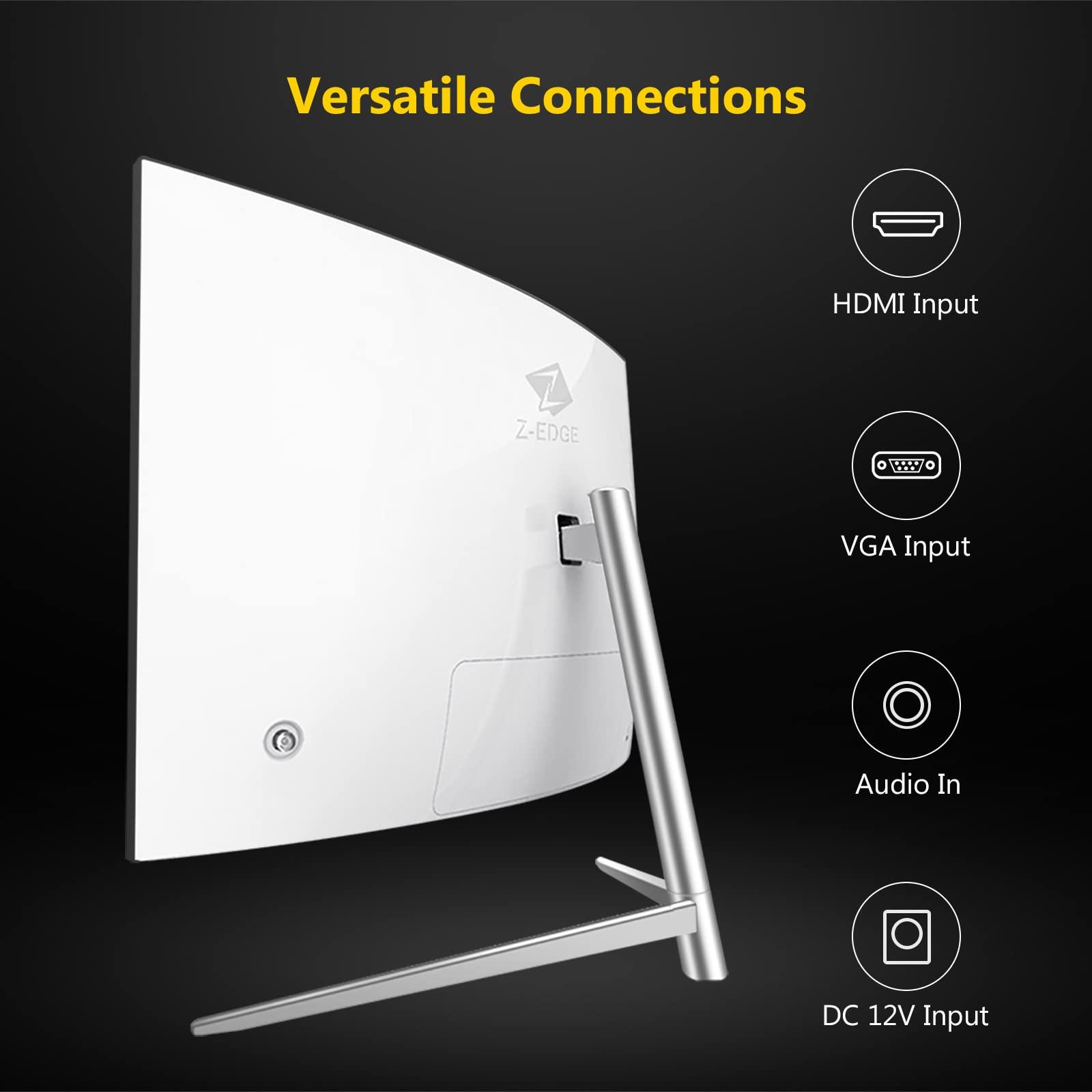 Z Z-EDGE Z-Edge 24-inch Curved Gaming Monitor, Full HD 1080P 1920x1080 LED Backlight Monitor, with 75Hz Refresh Rate and Eye-Care Technology, U24C 178 Wide View Angle, VGA+HDMI