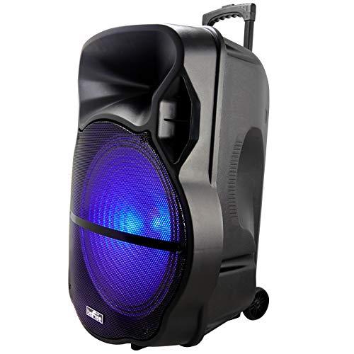 beFree Sound beFree Sound 18 Inch Bluetooth Portable Rechargeable Party Speaker with Sound Reactive LED Party Lights, USB/SD, Microphone/Guitar Inputs and FM Radio