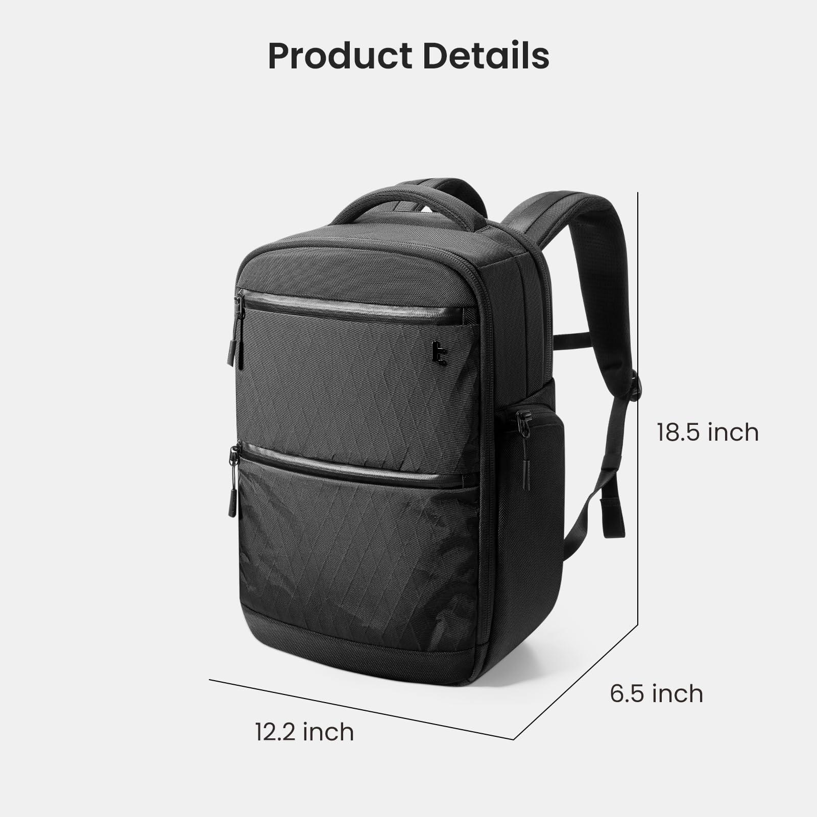 tomtoc tomtoc Laptop Backpack X-Pac Techpack Designed for Business Professional Commuter, City Compact Backpack for 16-inch MacBook Pro, Black