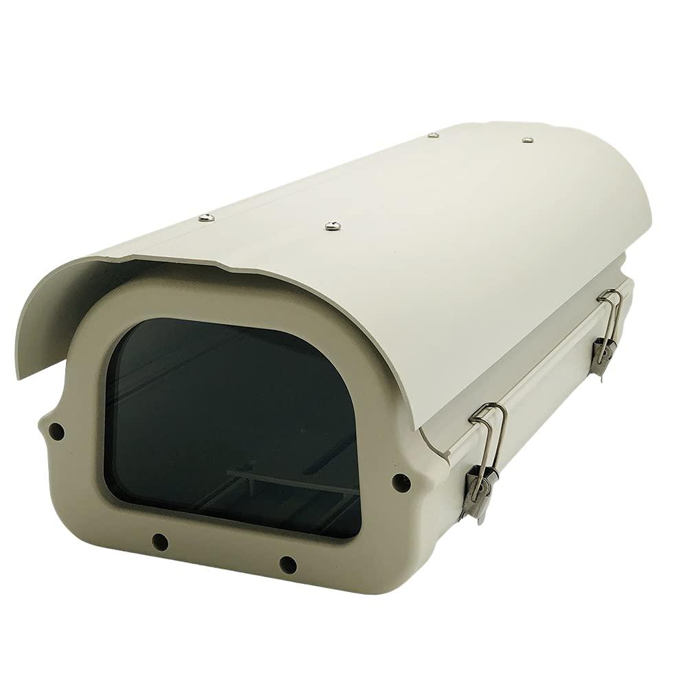 ETRSAIRL 15 Inch Large Size Outdoor Weatherproof Heavy Duty Aluminum CCTV Housing Security Surveillance Camera Housing Camera Mount Enclosure with Clear Glass Window Double Lock