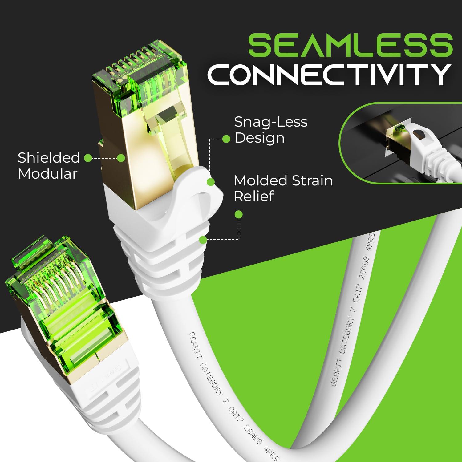 GearIT GearIT Cat7 Outdoor Ethernet Cable (100ft) SFTP Shielded Foil Twisted Pair, Pure Copper, LLDPE, Waterproof, Direct Burial, In-Ground, UV Resistant, POE, Network, LAN, Internet, Cat 7-100 Feet