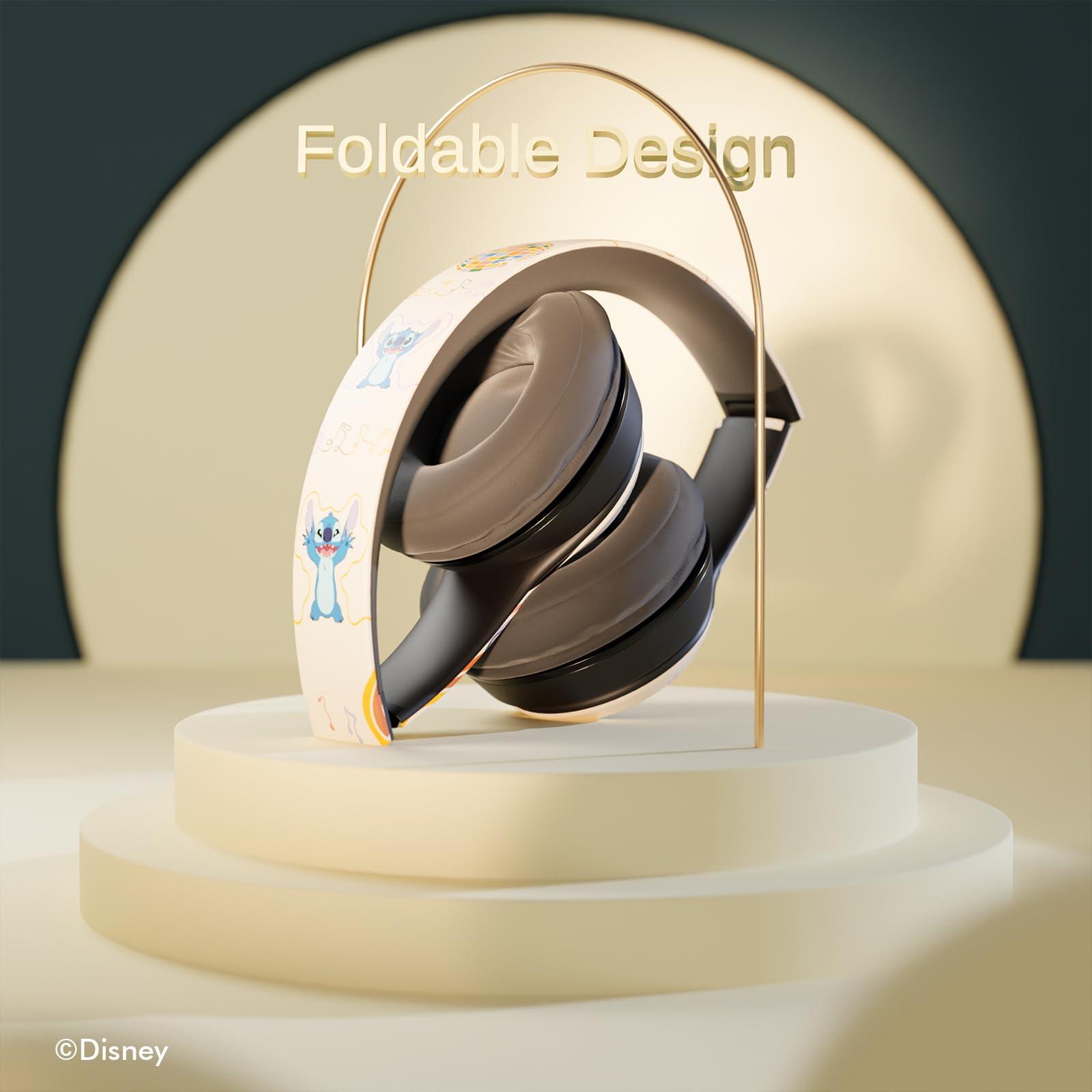 iJoy Disney Stitch Disco Party Bluetooth Over-Ear Headphones, Wireless Foldable Headset with Built-in Microphone - Stitch Disco Party Design, for Adults and Kids, Comfortable Auriculares