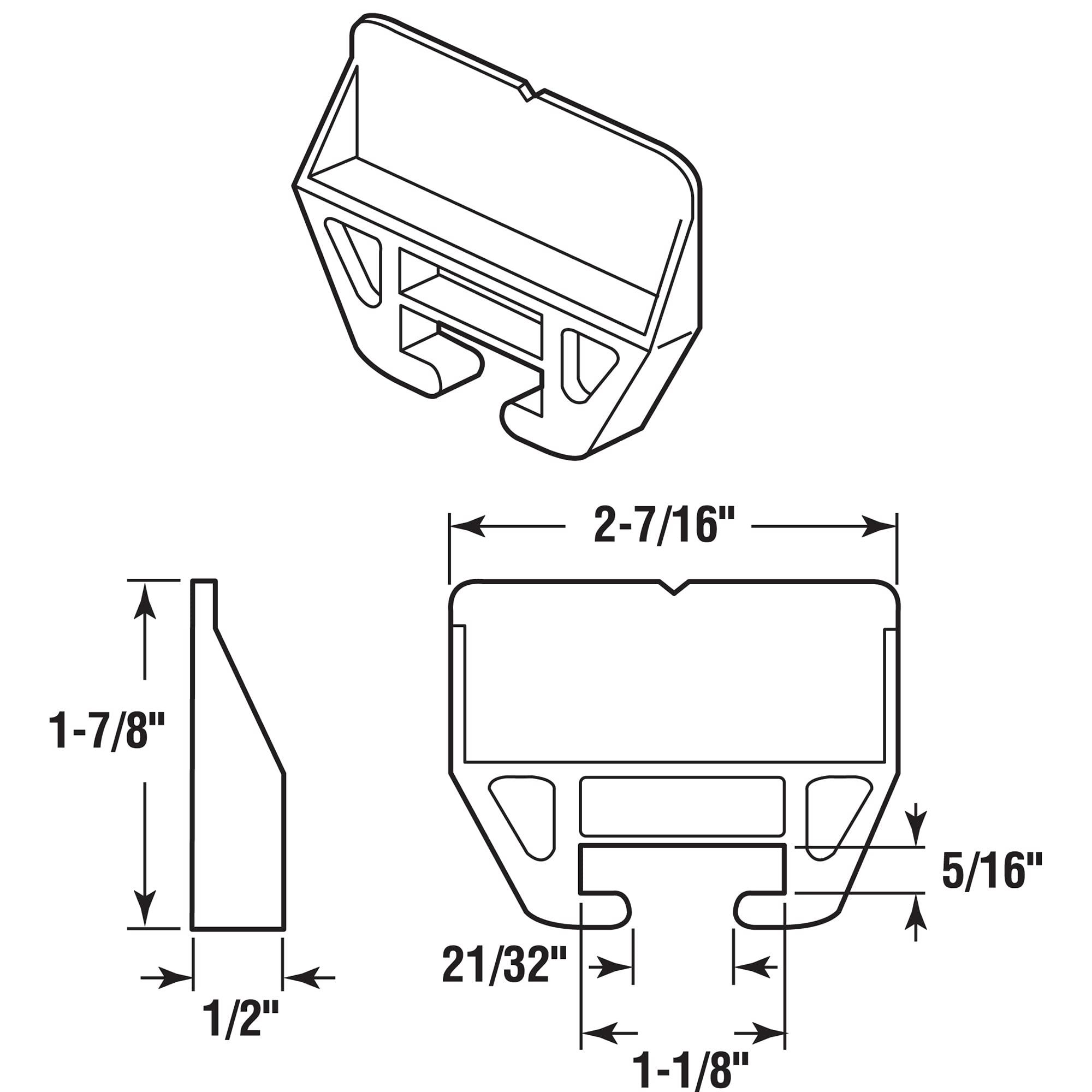 PRIME-LINE Prime-Line R 7221 21/32 In. x 1-1/8 In., White Drawer Guide Kit (2 Pack)